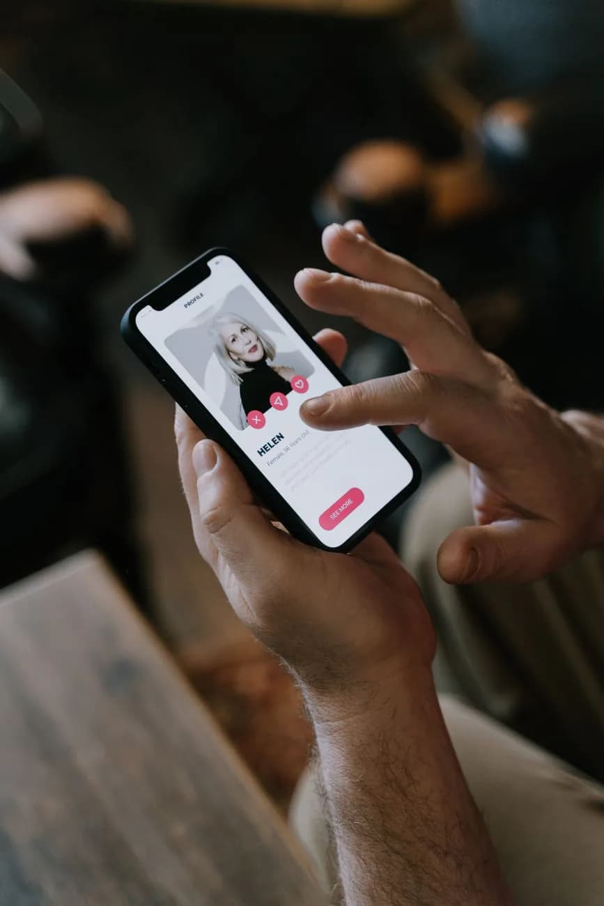 A person using a conventional dating application