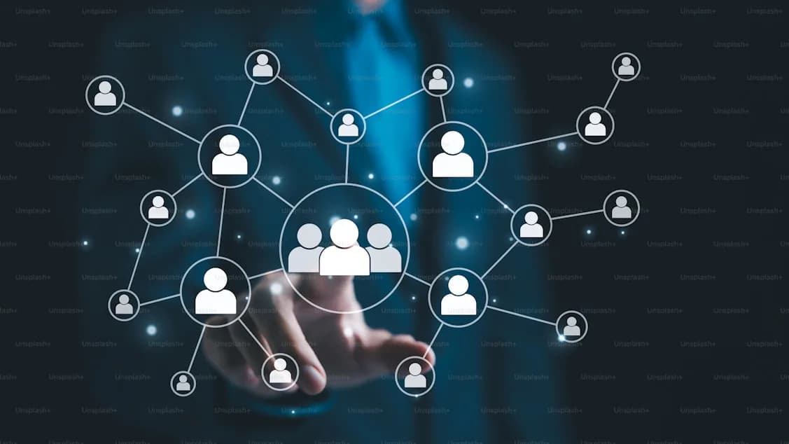 A connected human network representing artificial intelligence methodology